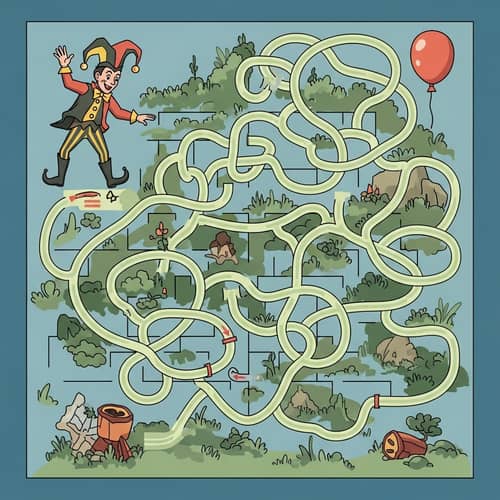Joker Maze Adventure: Navigating Paths to Reach the Balloon