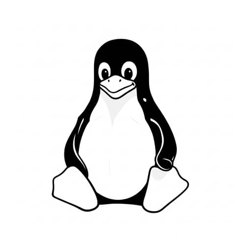 Minimalist Depiction of Linux Mascot Tux