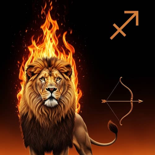 Majestic Sagittarius Lion Art - Symbolizing Adventure and Courage