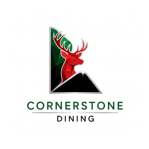 Cornerstone Dining Logo | Black, Green & Silver | Red Deer Polytechnic