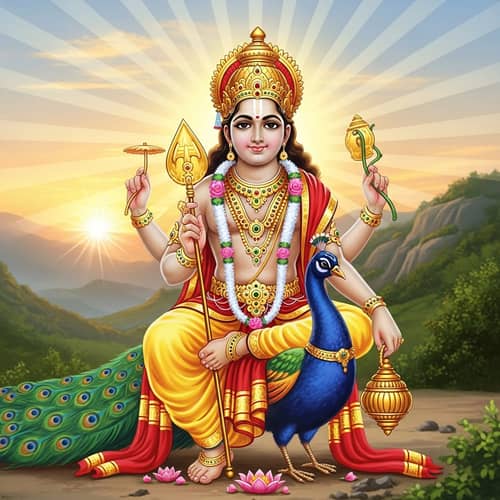 Lord Murugan: Divine Hindu Figure in Traditional Attire
