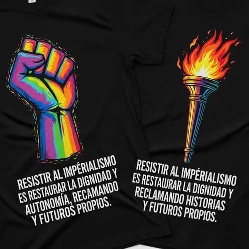 Vibrant Resistance Symbols on Black T-Shirts | Fight Imperialism