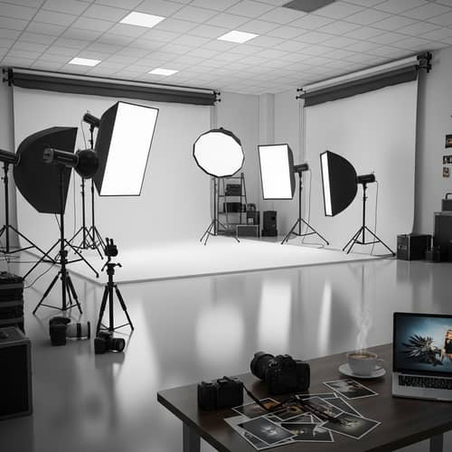 Professional Photography Studio with Well-lit Setup
