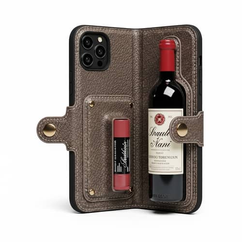 Mini Wine Bottle iPhone 15 Pro Max Case with Lip Balm Compartment