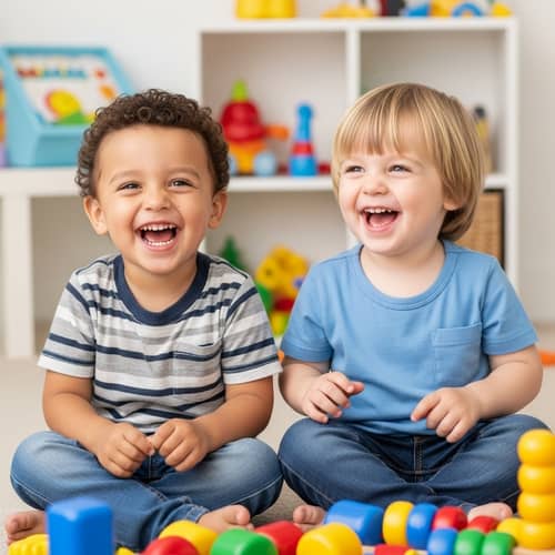 Twin 2-Year-Old Boys Playful and Loving | Diverse Hispanic and Caucasian Kids