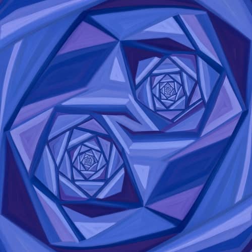 Abstract Hexagrams Art in Blue and Purple Shades