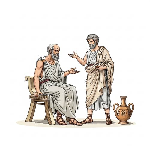 Socrates and Plato: Philosophical Discourse Illustration