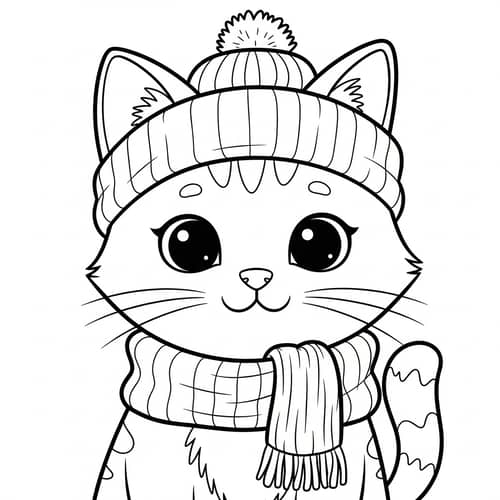 Cute and Friendly Cat Coloring Page for Kids