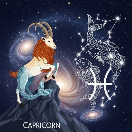 Capricorn and Pisces Astrological Signs Illustration