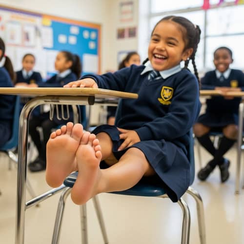 Cheerful Student in Joyous Laughter | Vibrant Classroom Moment