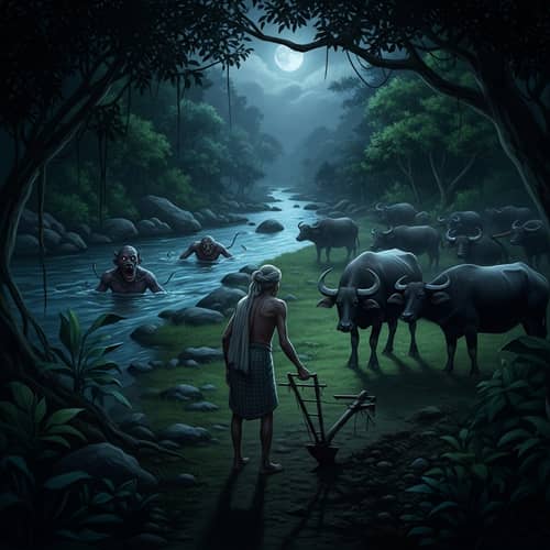 Spooky Jungle Night with Mystical Creatures