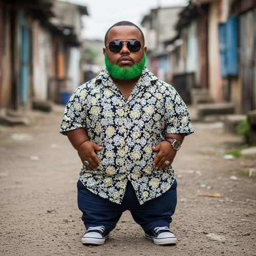 African Man with Unique Green Beard in Urban Locale