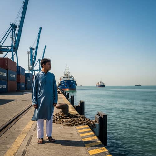 Anticipating Wife's Arrival at Melaka Port | South Asian Man