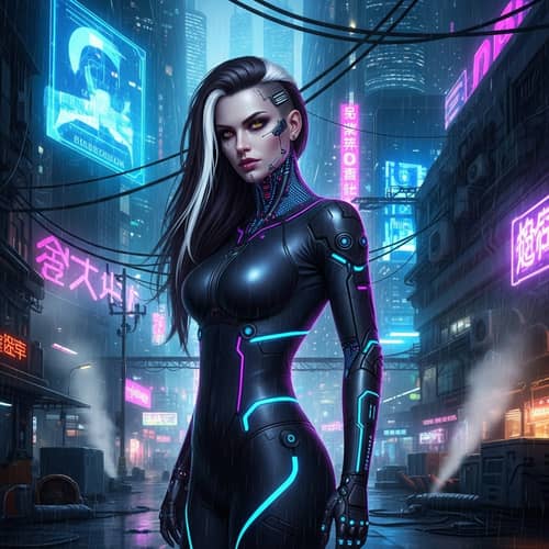 Gothic Cyberpunk Woman with Striking Style | Futuristic Beauty