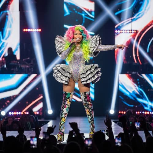 Female Rapper with Bold Style | Colorful Wigs & Outfits