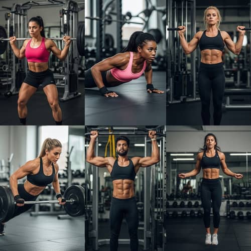 Empowering Women: Diverse Strength Training in a Bright Gym Setting
