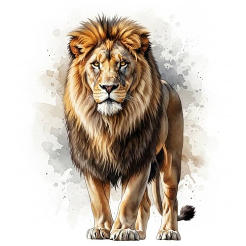 Majestic Lion Watercolor Painting | Impressive Beast Portrait
