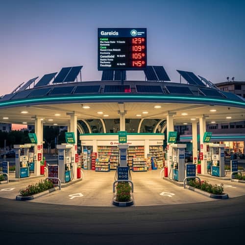 Futuristic Gas Station in City Center | Circular Architecture Design