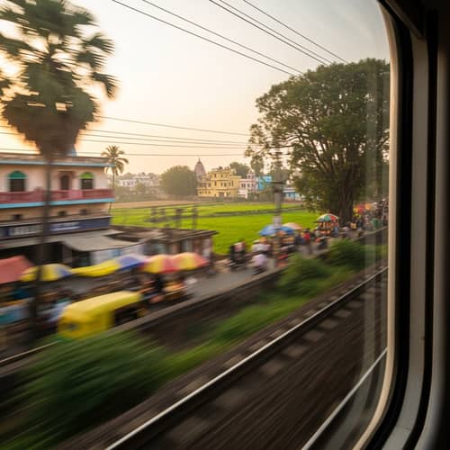 High-Speed Train Journey Through Diverse Landscapes of India