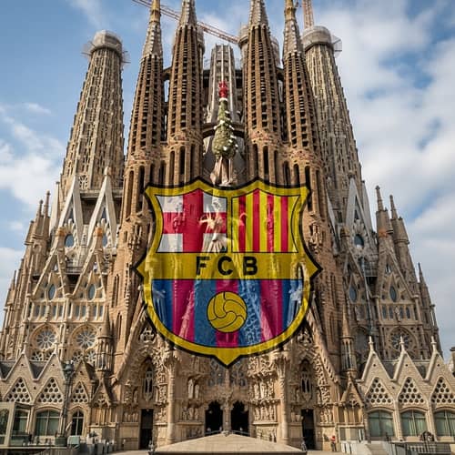 Barcelona FC Emblem on Sagrada Familia: A Unique Fusion