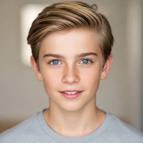 Handsome 13-Year-Old Boy with Modern Blond Hair