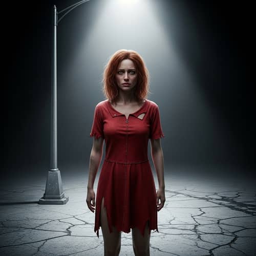 Eerie Urban Portrait of a Red-Haired Woman | Emotional Contrast