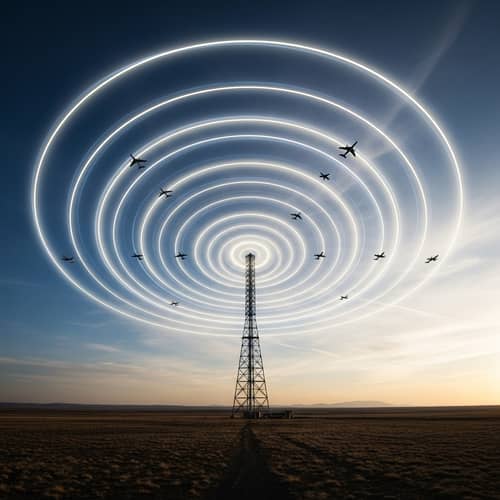 Powerful Antenna Waves Encompassing Planes - Signal Range