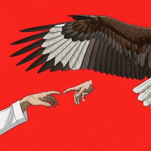 Poignant Middle Eastern Male Hand and Eagle Wing Composition