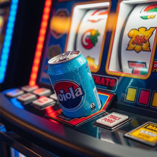 Slot Machine with Refreshing Soda - Lively and Vibrant Scene