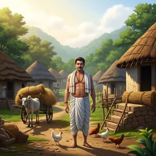 South Asian Male in Traditional Indian Village | Rustic Scene