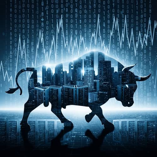 Futuristic Data Center Bull - IT Market Strength Visualized