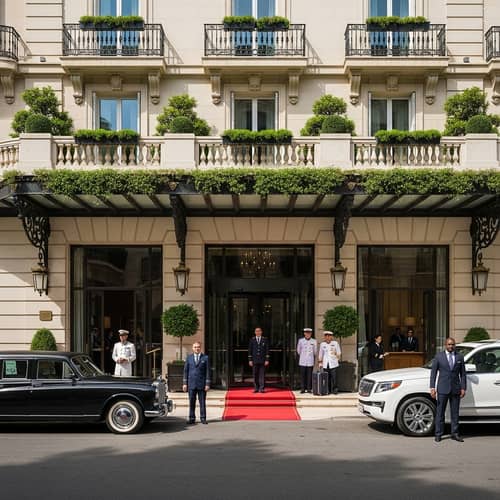 Luxury Hotel Scene: Opulent Architecture and Grand Entrance