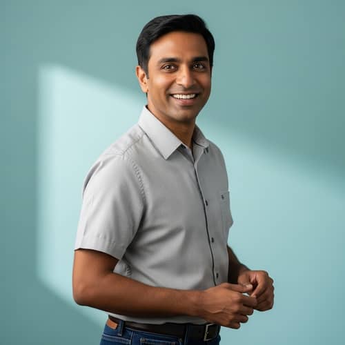 Friendly South Asian Man in Casual Clothes | Bright Smile