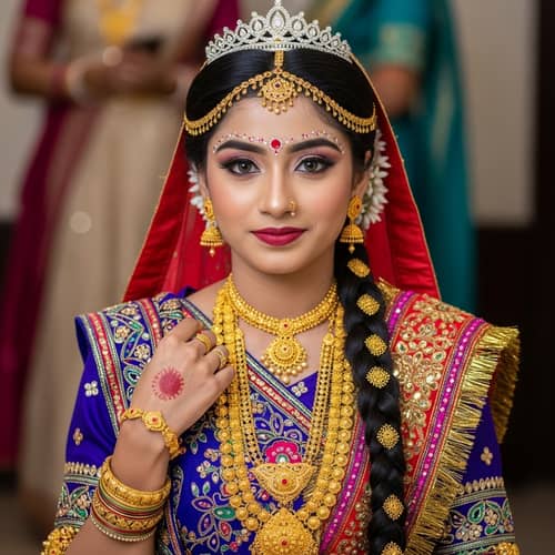 South Asian Young Princess in Traditional Regalia