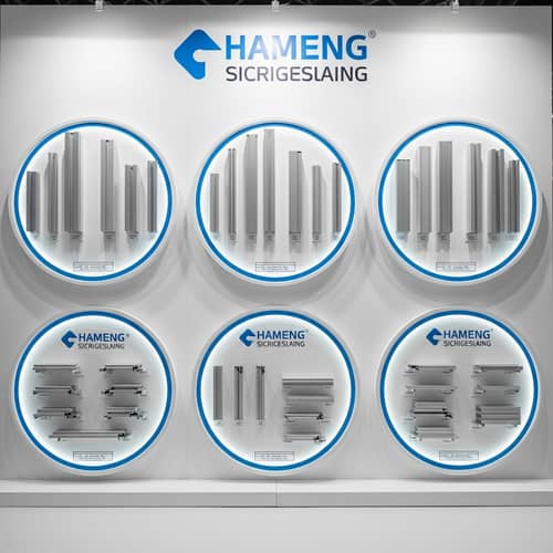 Aluminum Extrusion Samples Displayed at Modern Trade Show Booth