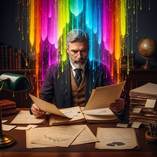 Vintage Psychologist Researching Statistics and Psychology