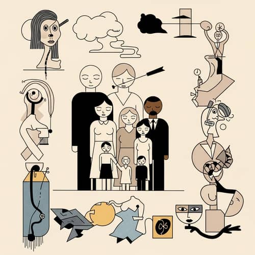 Minimalistic Family Artwork with Abstract Unity and Love