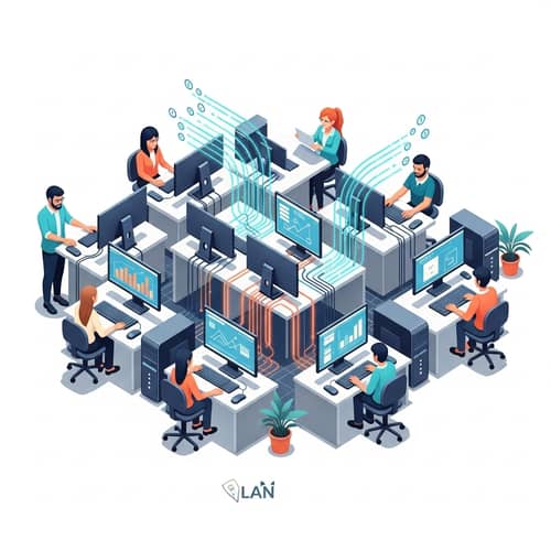 Local Area Network (LAN) Illustration: Diverse Users in Sophisticated Technology Environment