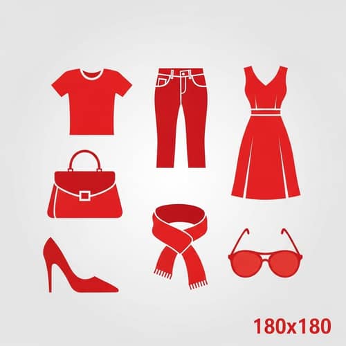 Minimalist Clothing & Accessories Icon in Red Color - 180x180 Pixels
