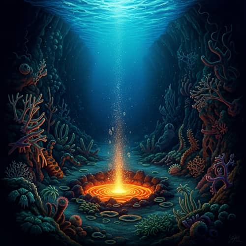 Dramatic Depths of Hydrothermal Vent in Deep-sea Ocean Scene
