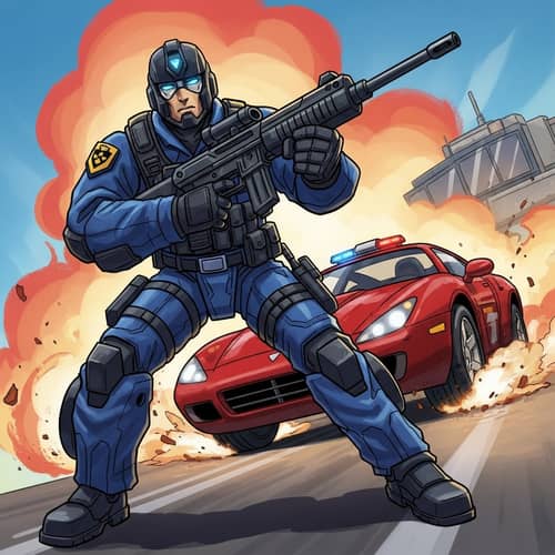 Dynamic LEGO SWAT Officer Minifigure Art