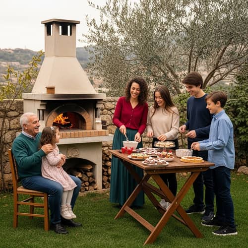Joyful Extended Family Celebrating New Year with Dessert Preparations