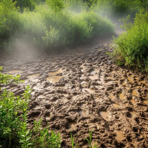 Muddy Swamp Visualized - Plant Life & Misty Haze