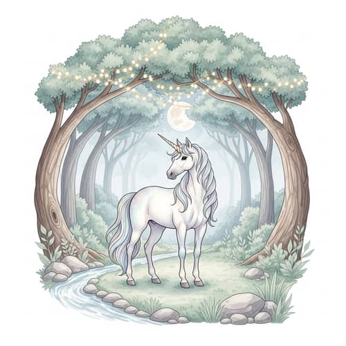 Enchanted Forest Unicorn: Watercolor Artwork