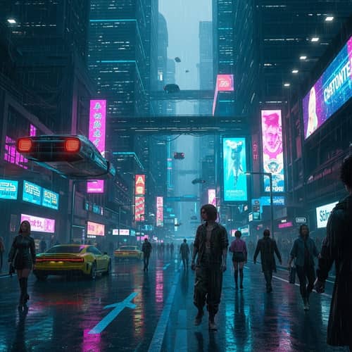 Future Cities, Cyberpunk Aesthetics | Neon Glow Skyscrapers