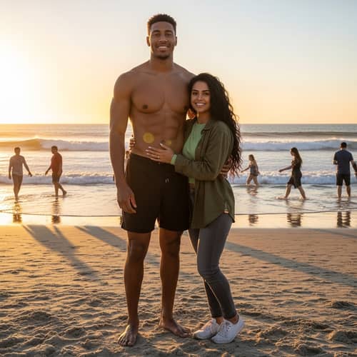 Beach Photo Shoot: Mixed Race Couple in Casual Attire