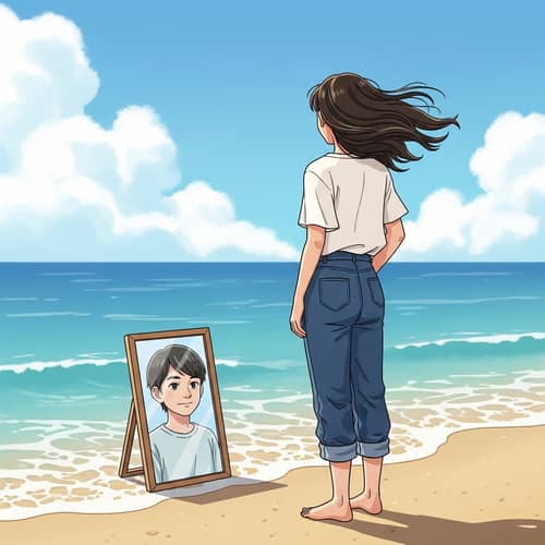Personal Growth and Transformation at the Beach - Inspiring Illustration