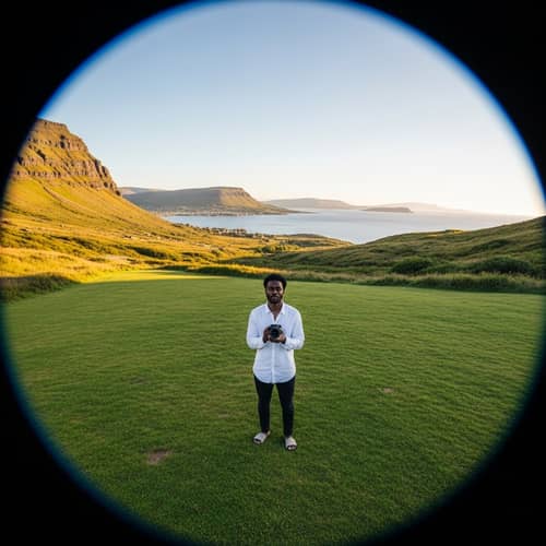 Sublime Black Man in Serene Landscape at Golden Hour