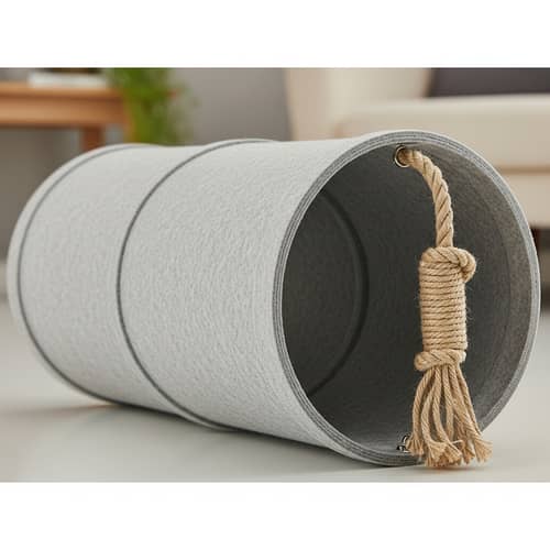 Oval-shaped Felt Cat Tunnel with Rope Attachment