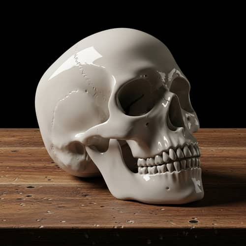 Mysterious Skull on Aged Desk